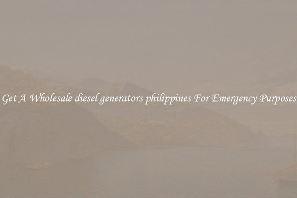 Get A Wholesale diesel generators philippines For Emergency Purposes